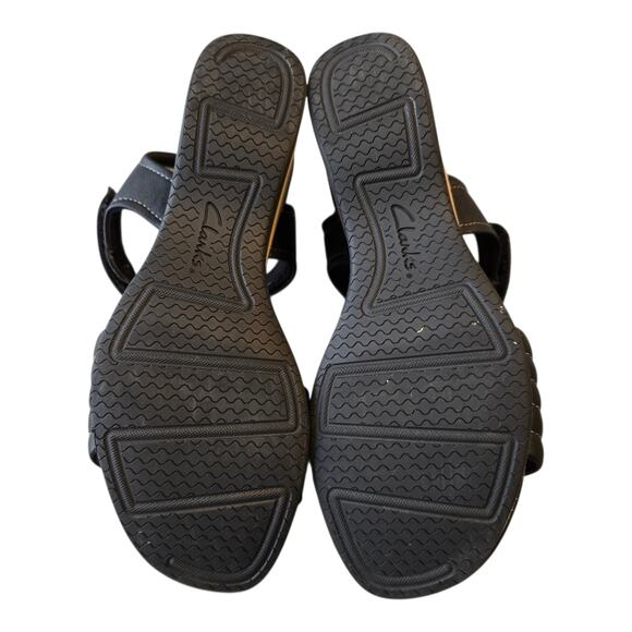 Clarks Collection Womens Chelseah Gem Angle Strap Wedge Sandal Size 7M Black - Picture 10 of 11
